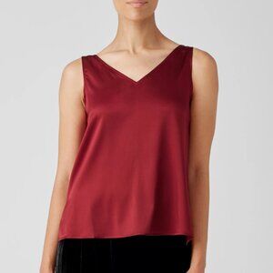 Eileen Fisher Stretch Silk Charmeuse V-Neck Tank 2X Plus NWT